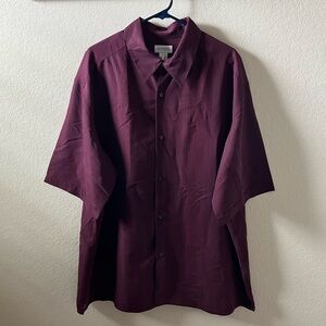 Concepts by Claiborne Men’s Guayabera Shirt | 2XLT | Burgundy | Short Sleeve